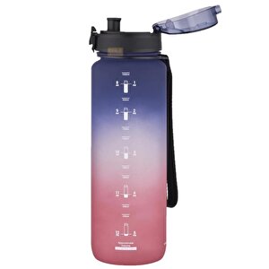 1000ml Büyük Boy Soft Touch Çift Renk Motivasyon Tritan Su Matarası Bpa Yok Koku Yok Lacivert-kırmızı