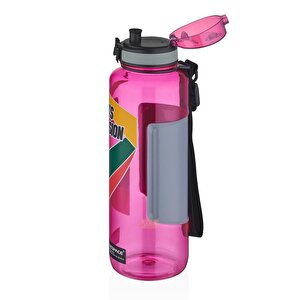 1200ml Büyük Boy Sports Passion Kayma Yapmayan Tutma Bölmeli Tritan Su Matarası Bpa Yok Koku Yok Pembe