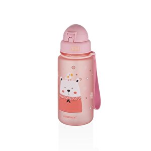 400ml Yeni Koleksiyon Sevimli Hayvanlar Desenli Pipetli Tritan Çocuk Su Matarası Pembe