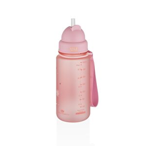 400ml Yeni Koleksiyon Sevimli Hayvanlar Desenli Pipetli Tritan Çocuk Su Matarası Pembe