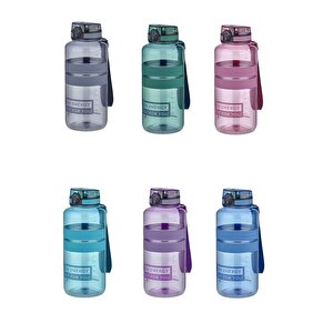1500ml Yeni Koleksiyon Mega Boy Silikon Gövde Tritan Su Matarası Bpa Yok Koku Yok Lacivert