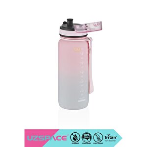 650ml Yeni Çift Renkli Sızdırmaz Bpa İçermez Kilitlenebilir Kapaklı Motivasyonel Tritan Su Matarası Pembe-gri