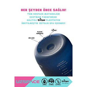Uzspace 650ml Yeni Çift Renkli Sızdırmaz Bpa İçermez Kilitlenebilir Kapaklı Motivasyonel Tritan Su Matarası Pembe-gri