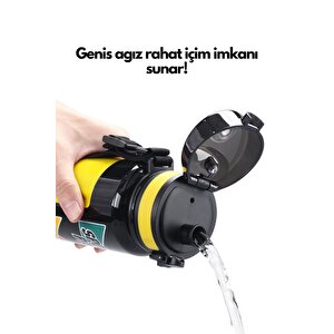 Uzspace 500ml Sports Passion Kayma Yapmayan Tutma Bölmeli Tritan Su Matarası Bpa Yok Koku Yok Siyah