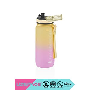 650ml Yeni Çift Renkli Sızdırmaz Bpa İçermez Kilitlenebilir Kapaklı Motivasyonel Tritan Su Matarası Sarı-lila
