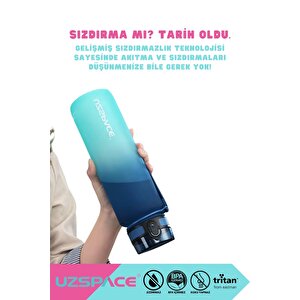 Uzspace 650ml Yeni Çift Renkli Sızdırmaz Bpa İçermez Kilitlenebilir Kapaklı Motivasyonel Tritan Su Matarası Sarı-lila