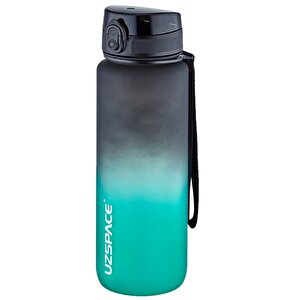 1000ml Büyük Boy Soft Touch Çift Renk Motivasyon Tritan Su Matarası Bpa Yok Koku Yok Siyah-yeşil