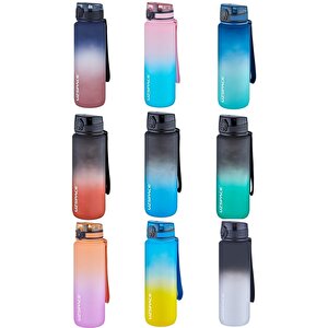 Uzspace 1000ml Büyük Boy Soft Touch Çift Renk Motivasyon Tritan Su Matarası Bpa Yok Koku Yok Siyah-yeşil