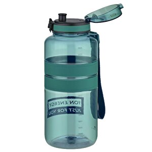 1500ml Yeni Koleksiyon Mega Boy Silikon Gövde Tritan Su Matarası Bpa Yok Koku Yok Koyu Yeşil