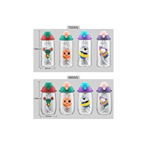 Uzspace Küçük Boy 480ml Kılıflı Askılı Pipetli/pipetsiz Iki Ayrı Kapaklı Tritan Çocuk Matarası Bpa Yok Koku Yok Turuncu-yeşil