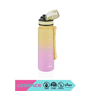 500ml Yeni Çift Renkli Sızdırmaz Bpa İçermez Kilitlenebilir Kapaklı Motivasyonel Tritan Su Matarası Sarı-lila