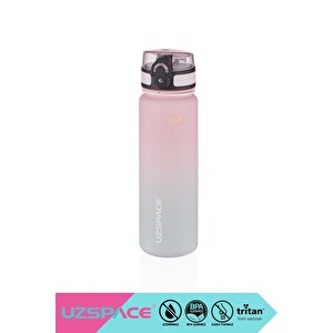 500ml Yeni Çift Renkli Sızdırmaz Bpa İçermez Kilitlenebilir Kapaklı Motivasyonel Tritan Su Matarası Pembe-gri