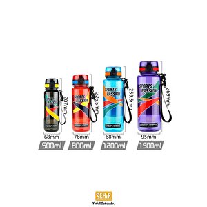 Uzspace 500ml Sports Passion Kayma Yapmayan Tutma Bölmeli Tritan Su Matarası Bpa Yok Koku Yok Mor