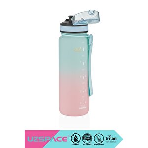 800ml Yeni Çift Renkli Sızdırmaz Bpa İçermez Kilitlenebilir Kapaklı Motivasyonel Tritan Su Matarası Su Yeşili-pembe