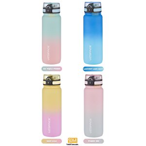 Uzspace 800ml Yeni Çift Renkli Sızdırmaz Bpa İçermez Kilitlenebilir Kapaklı Motivasyonel Tritan Su Matarası Su Yeşili-pembe