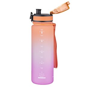 500ml Yeni Koleksiyon Soft Touch Çift Renk Motivasyon Tritan Su Matarası Turuncu-mor