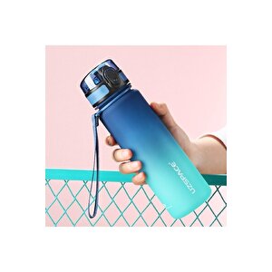 500ml Yeni Koleksiyon Soft Touch Çift Renk Motivasyon Tritan Su Matarası Mavi-turkuaz