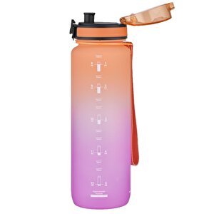 1000ml Büyük Boy Soft Touch Çift Renk Motivasyon Tritan Su Matarası Bpa Yok Koku Yok Turuncu-mor