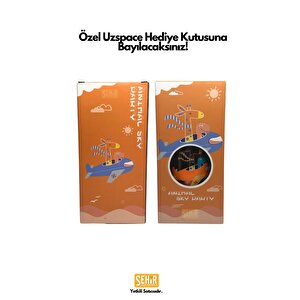 Uzspace 1500ml Yeni Koleksiyon Askılı Kulplu Pipetli/pipetsiz Kullanım Tritan Çocuk Su Matarası Turuncu-mavi