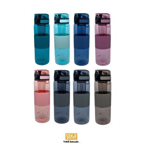 Uzspace 700ml Yeni Koleksiyon Silikon Gövdeli Detoks Aparatlı Tritan Su Matarası Bpa Yok Koku Yok Lacivert
