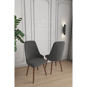 Luna Serisi, 80x132 Açılabilir Mdf Mutfak Ve Yemek Masası Takımı 6 Adet Antrasit Sandalye