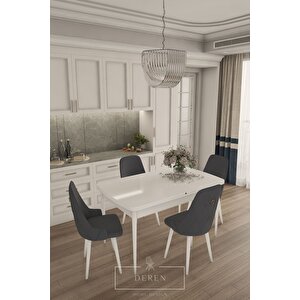 Fier Serisi Mutfak Ve Salon Yemek Masası Takımı + 4 Adet Füme Sandalye