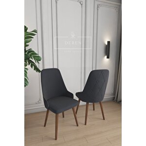 Luna Serisi, 80x132 Açılabilir Mdf Mutfak Ve Yemek Masası Takımı 6 Adet Füme Sandalye