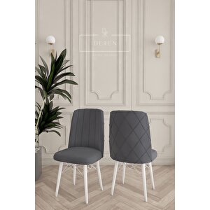 Astera Serisi Açılabilir Masa + 6 Adet Füme Baby Face Kumaş Mutfak Salon Yemek Odası Takımı