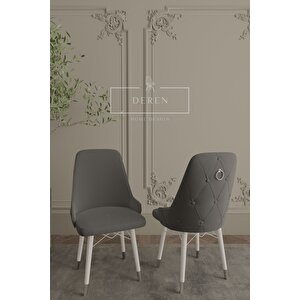 Silver Serisi Baby Face Kumaş 80x132 Açılabilir Mdf Masa Mutfak Salon Takımı 6 Sandalye Antrasit