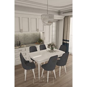 Fier Serisi Mutfak Ve Salon Yemek Masası Takımı + 6 Adet Füme Sandalye