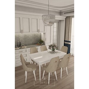 Fier Serisi Mutfak Ve Salon Yemek Masası Takımı + 6 Adet Kapiçino Sandalye