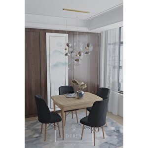 Arya Serisi 70x110 Sabit Masa +4 Siyah Sandalye Silinebilir Ithal Baby Face Kumaş Mutfak Takımı