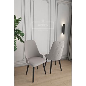 Luna Serisi, 80x132 Açılabilir Mdf Mutfak Ve Yemek Masası Takımı + 4 Adet Açık Gri Sandalye