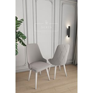 Luna Serisi, 80x132 Açılabilir Mdf Mutfak Ve Yemek Masası Takımı + 4 Adet Açık Gri Sandalye