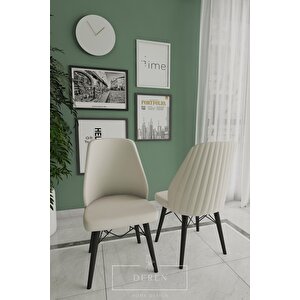 Alfa Serisi, 80x132 Açılabilir Mdf Yemek Masası Takımı 6 Adet Krem Sandalye