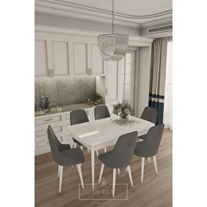 Fier Serisi Mutfak Ve Salon Yemek Masası Takımı + 6 Adet Antrasit Sandalye