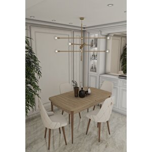 Fier Serisi Mutfak Ve Salon Yemek Masası Takımı + 4 Adet Krem Sandalye