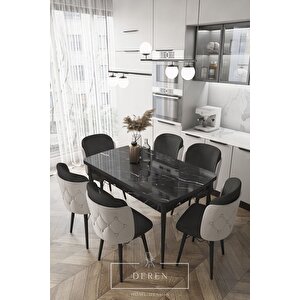Novella Serisi, 80x132 Mutfak Ve Salon Yemek Masası Takımı Dış Gri Iç Oturum Siyah