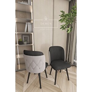 Novella Serisi, 80x132 Mutfak Ve Salon Yemek Masası Takımı Dış Gri Iç Oturum Siyah