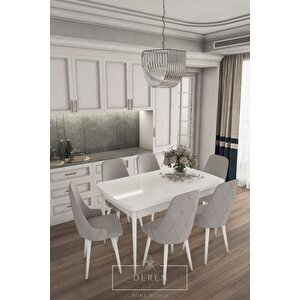 Prestij Serisi Mutfak Ve Salon Masa Takımı 6 Adet Açık Gri Sandalye