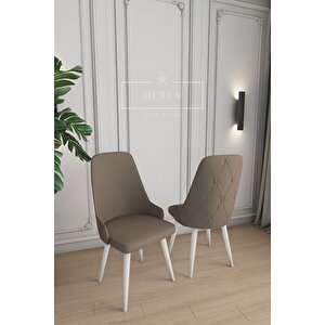 Luna Serisi, 80x132 Açılabilir Mdf Mutfak Ve Yemek Masası Takımı + 4 Adet Kahve Sandalye
