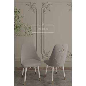 Felix Serisi Babyface Kumaş 80x132 Açılabilir Mdf Masa Mutfak Salon Takımı 6 Adet Sandalye Açık Gri