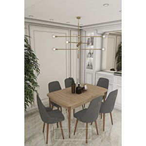 Fier Serisi Mutfak Ve Salon Yemek Masası Takımı + 6 Adet Antrasit Sandalye
