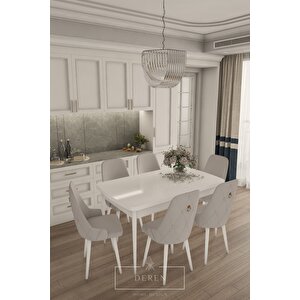 Fier Serisi Mutfak Ve Salon Yemek Masası Takımı + 6 Adet Açık Gri Sandalye