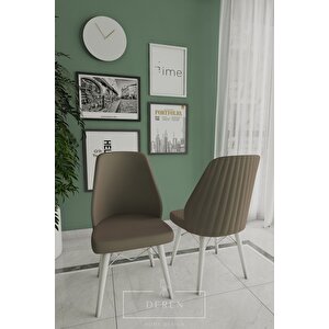 Mabel Serisi, 80x132 Mutfak Ve Salon Yemek Masası Takımı 6 Adet Kahverengi Sandalye