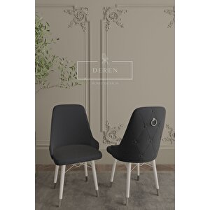 Silver Serisi Baby Face Kumaş 80x132 Açılabilir Mdf Masa Mutfak Salon Takımı 6 Sandalye Füme