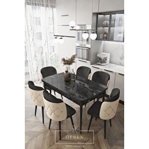 Anka Serisi, 80x132 Açılabilir Mdf Mutfak Ve Yemek Masası Takımı + 6 Adet Sandalye