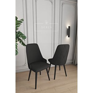 Luna Serisi, 80x132 Açılabilir Mdf Mutfak Ve Yemek Masası Takımı 6 Adet Siyah Sandalye