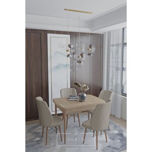 Arya Serisi 70x110 Sabit Masa +4 Kapiçino Sandalye Silinebilir Ithal Baby Face Kumaş Mutfak Takımı