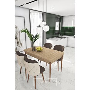 Novella Serisi, 80x132 Mutfak Ve Salon Yemek Masası Takımı (4 Adet Sandalyeli̇)